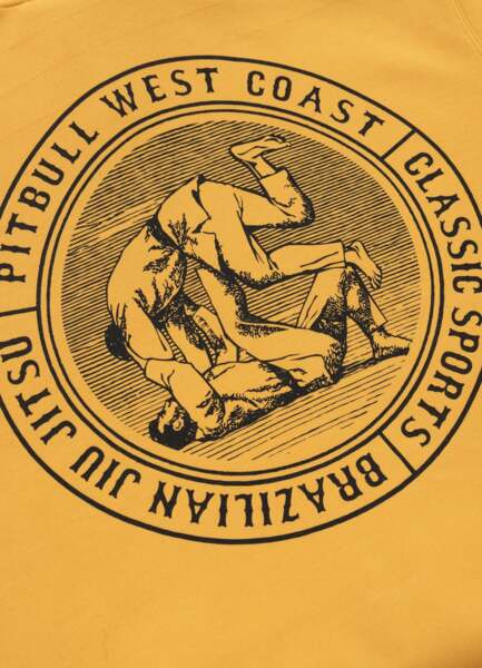 Bluza męska PIT BULL rozpinana z kapturem Washed "VINTAGE BJJ" - żółty