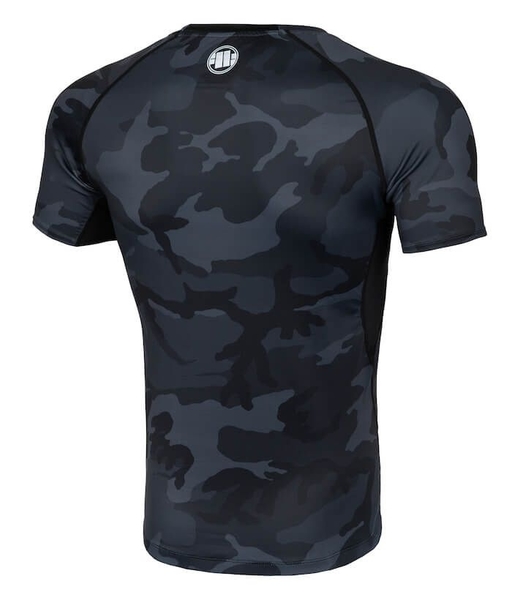 Rashguard PIT BULL short sleeve Performance "Small Logo All Black Camo"
