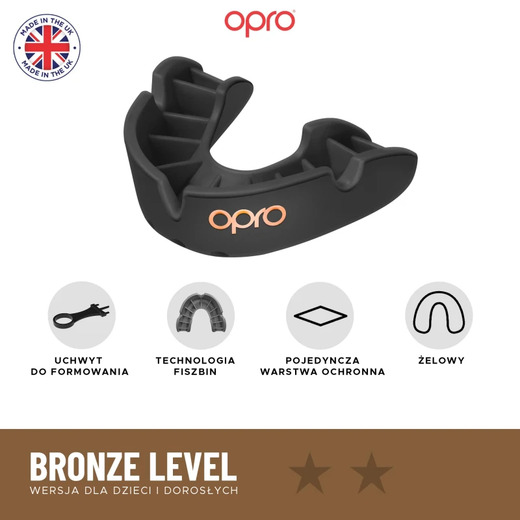 Opro Bronze Mouthguard - Black