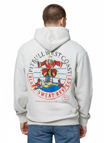 Bluza męska z kapturem washed PIT BULL "CHAMPION BLOODLINE" - biały