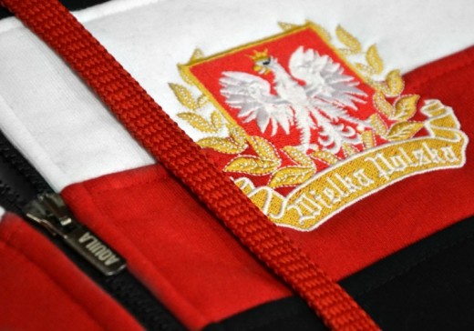 Bluza patriotyczna rozpinana z kapturem pasy Aquila "Polska" - czarna 
