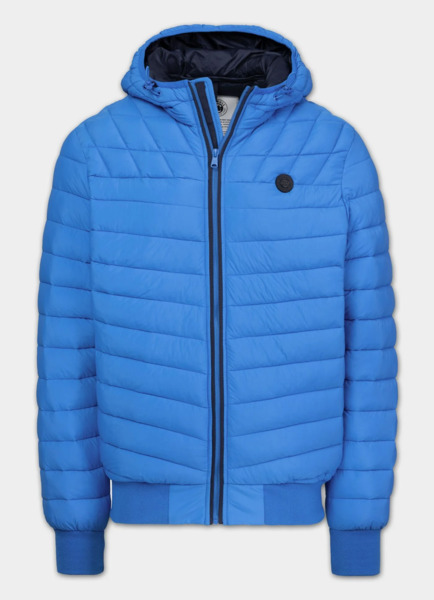 Kurtka zimowa PIT BULL pikowana z kapturem "NAYLOR" - niebieski