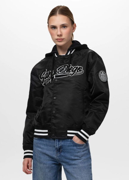 Kurtka przejściowa bejsbolówka z kapturem PIT BULL "ANGELA SAN DIEGO" - czarny