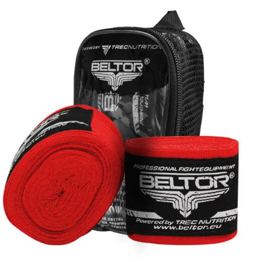 Boxing bandage Beltor wrap 3m elastic + case - red