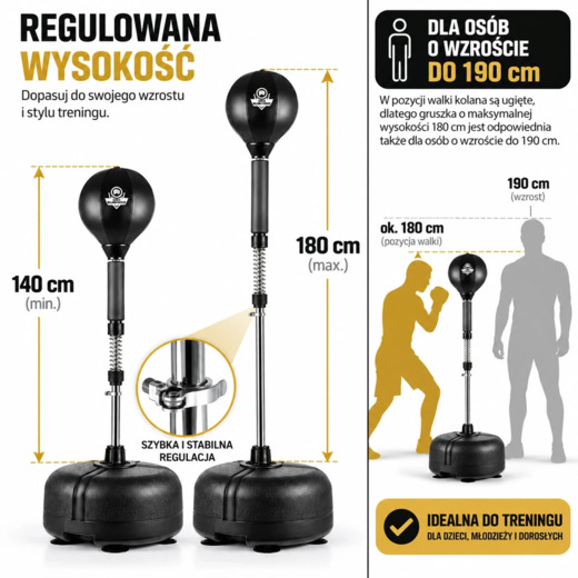 Stojąca gruszka bokserska regulowana 140 cm - 180 cm | DBX BUSHIDO