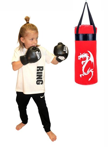 Zestaw bokserski dla dzieci worek 50 cm i rękawice Ring czerwony