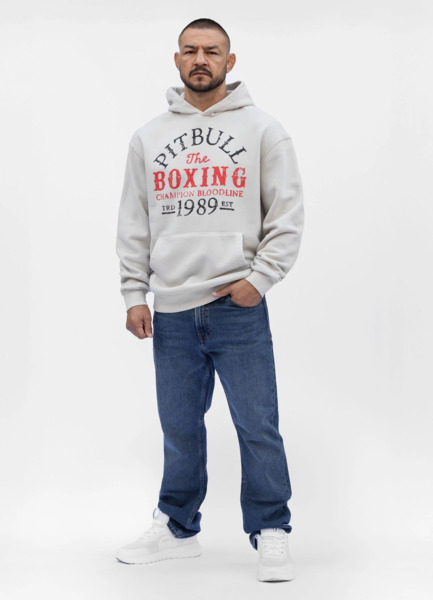 Bluza męska z kapturem washed PIT BULL "CHAMPION BLOODLINE" - biały