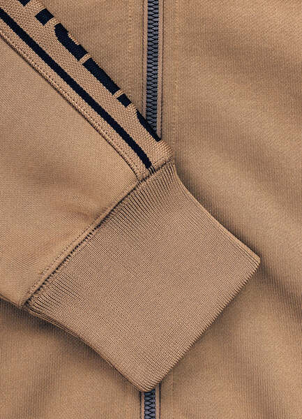 PIT BULL Oldschool &quot;Tape Logo&quot; Zip-Up Sweatshirt - Brown