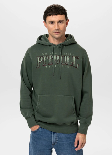 PIT BULL Washed "ACE OF SPADES" Men's Hoodie - Dark Green