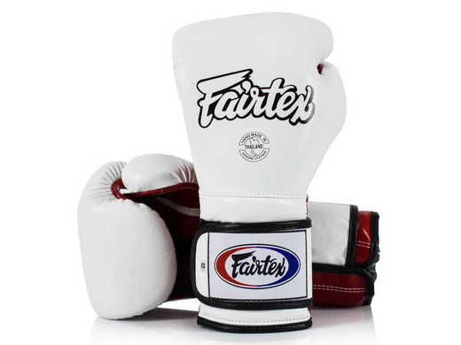 RĘKAWICE BOKSERSKIE FAIRTEX BGV9 (white/red palm/black piping) "Mexican Style" "K"