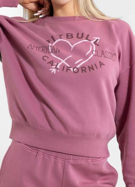 Women&#39;s classic sweatshirt WASHED PIT BULL &quot;MANZANITA HEART&quot; - pink