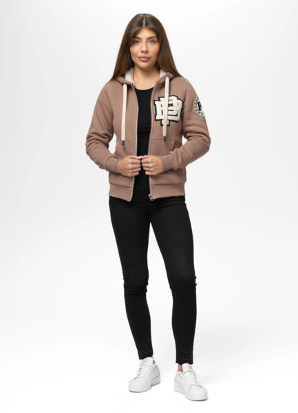 Women&#39;s zip-up hoodie PIT BULL &quot;RUFFINA PB&quot; - chocolate mousse
