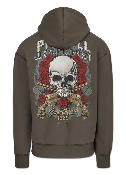 Men's hoodie PIT BULL WASHED "SANTA MUERTE" - olive