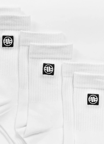 PIT BULL High Ankle Logo Thin Socks 3-Pack - White