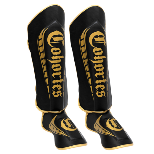 Ochraniacze na goleń i stopę skórzane Cohortes "Aculeo Armis" black/gold