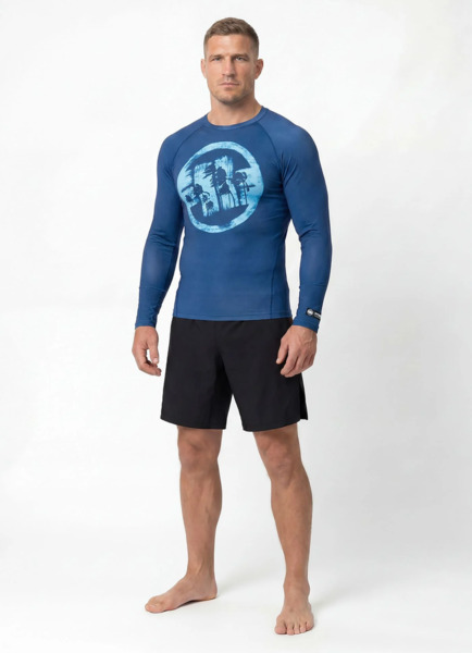 Rashguard longsleeve PIT BULL "LOGO PALMS" - niebieski