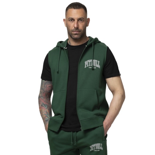 PIT BULL "BADGER" Zip-Up Hooded Vest - Green