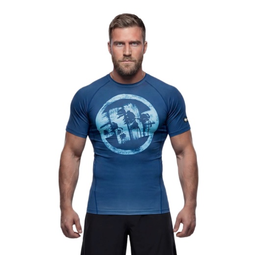 Rashguard PIT BULL "LOGO PALMS" - niebieski