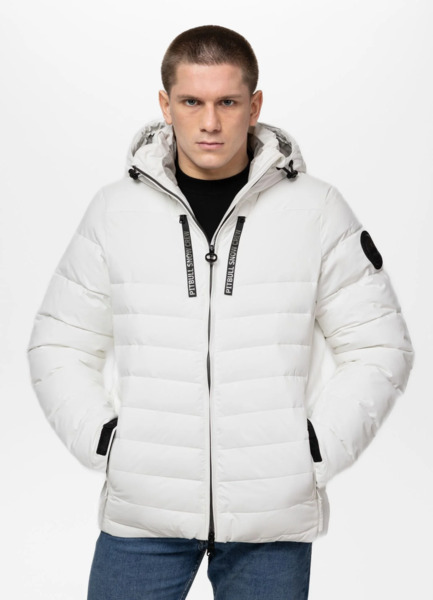 Kurtka zimowa PIT BULL pikowana z kapturem CRESTLINE - off white