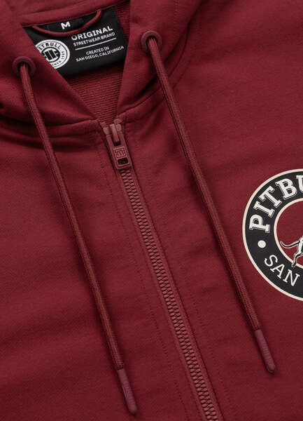 PIT BULL "SAN DIEGO CA" Zip-Up Hoodie - Burgundy