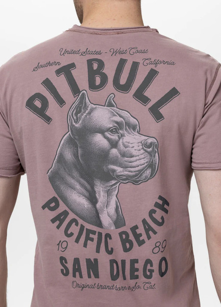 PIT BULL Denim Washed Raw Men's T-Shirt "PACIFIC" - Burgundy