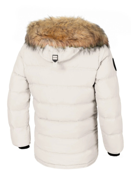 Kurtka zimowa pikowana parka z kapturem PIT BULL "KINGSTON II" - off white
