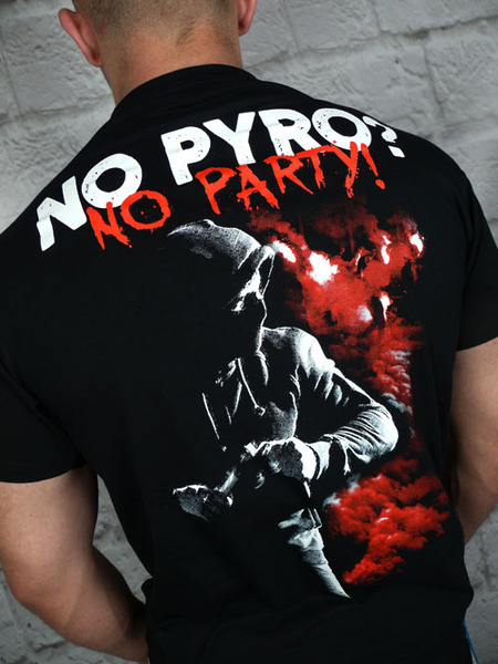 Koszulka T-shirt "No Pyro? No Party!" odzież uliczna - czarna