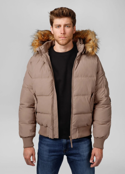 Kurtka zimowa męska z kapturem PIT BULL "BURNT" - ciemny piaskowy