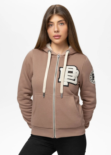 Women&#39;s zip-up hoodie PIT BULL &quot;RUFFINA PB&quot; - chocolate mousse