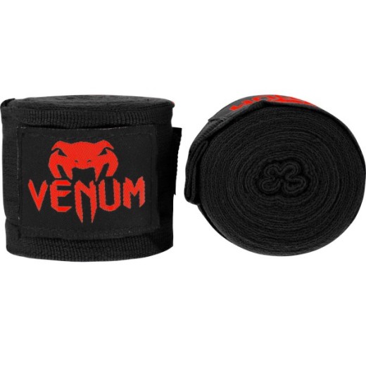 Boxing bandage Venum wraps 4 m black - red logo
