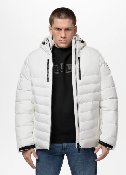 Kurtka zimowa PIT BULL pikowana z kapturem CRESTLINE - off white