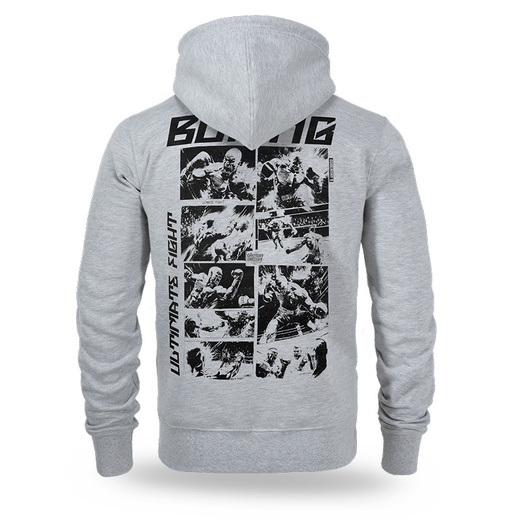 Bluza z kapturem rozpinana Dobermans Aggressive "COMICS BOXING BZ359E" - szara