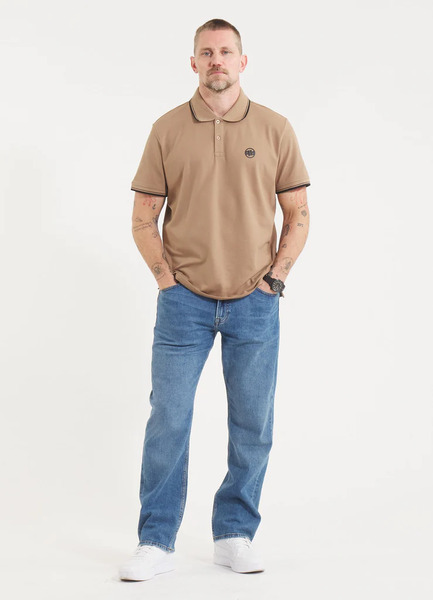 Koszulka Polo Pit Bull Pique Stripes Regular - jasny brązowy