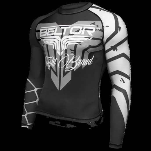 Rashguard długi rękaw Beltor "Predator" Fight Brand kompresyjny - czarno/biały