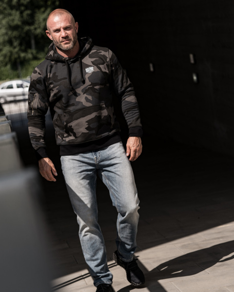 Bluza z kapturem Dobermans Aggressive "BASIC LOGO BKK357" - moro