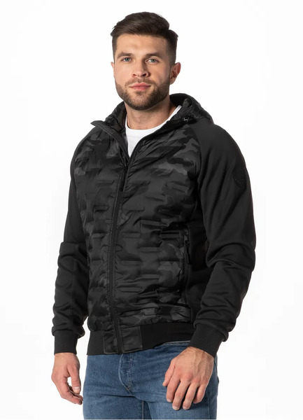 Kurtka wiosenna z kapturem PIT BULL "Roxton" - all black camo