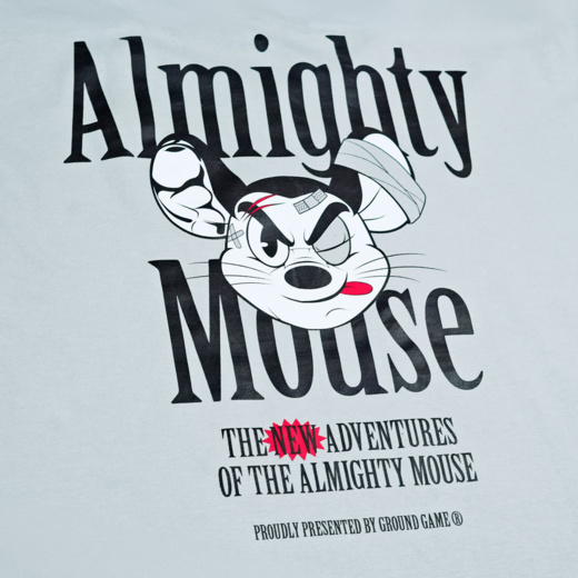 Koszulka T-shirt Oversize Ground Game "Almighty Mouse" - niebieskoszary