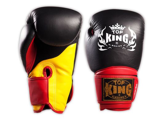  RĘKAWICE BOKSERSKIE TOP KING TKBGSA "SUPER AIR" (523) (black/red/yellow) "K"