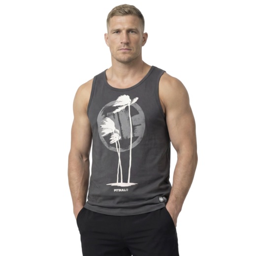 Tank Top PIT BULL Slim Fit "PALMS" - grafitowy