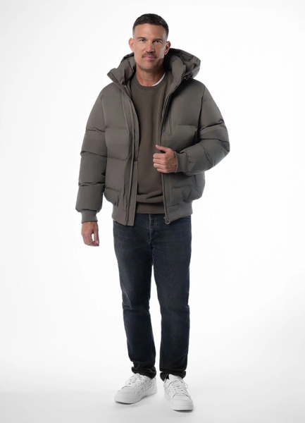 Kurtka zimowa pikowana z kapturem PIT BULL "PATTON" - taupe