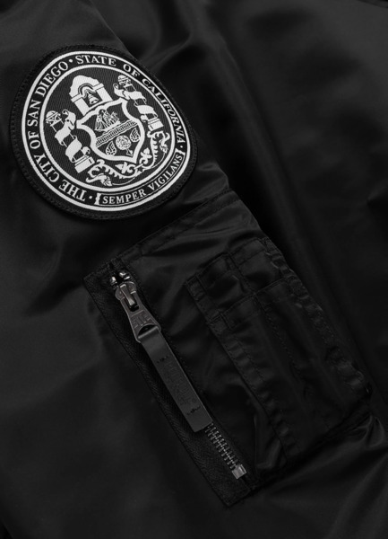 Kurtka bomberka przejściowa z kapturem PIT BULL "AERO" - czarny