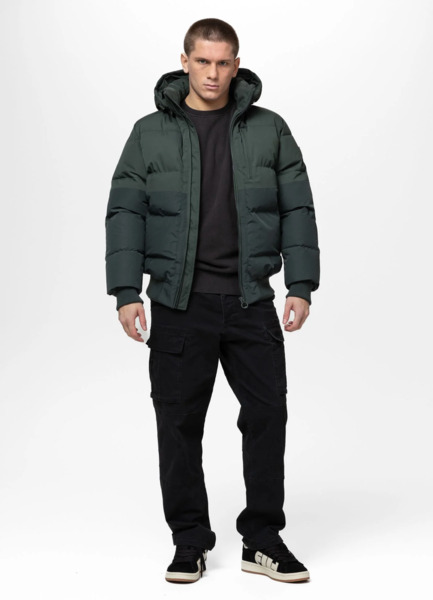 Kurtka zimowa pikowana z kapturem PIT BULL "PATTON" - ciemny zielony