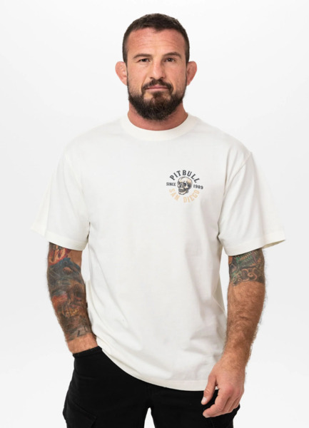 PIT BULL Men&#39;s Loose Fit T-Shirt &quot;SKULL LOGO&quot; - White