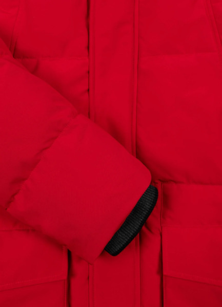Kurtka zimowa pikowana parka z kapturem PIT BULL "FOREST" - czerwony