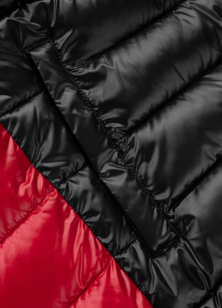 Kurtka zimowa PIT BULL pikowana z kapturem "SHATTO" - czerwony/czarny