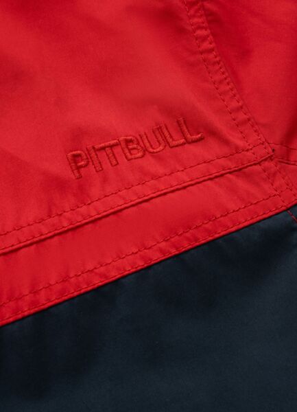 Kurtka przejściowa męska z kapturem PIT BULL "2 Color Longwood" - czerwony/off-white/granatowy