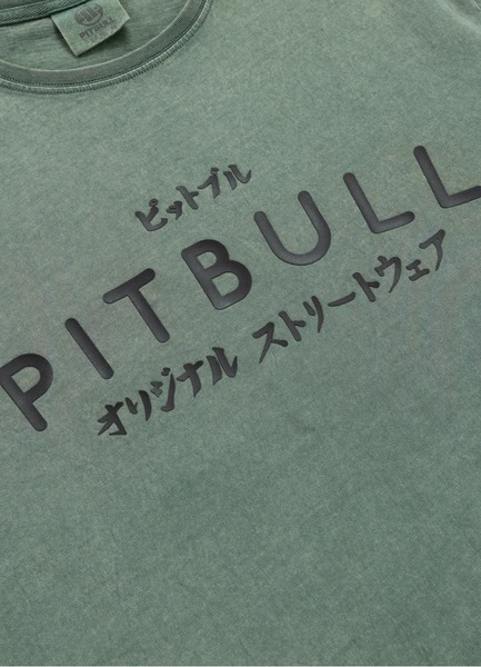 PIT BULL Denim Washed Men&#39;s T-Shirt &quot;MT. FUJI&quot; - Dark Green