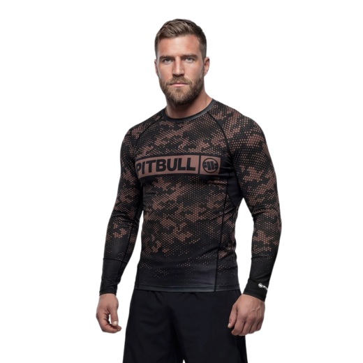 Rashguard longsleeve PIT BULL "HEX CAMO HILLTOP" - ciemny piaskowy