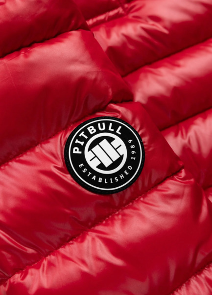 Kurtka zimowa PIT BULL pikowana z kapturem "SHATTO" - czerwony/czarny