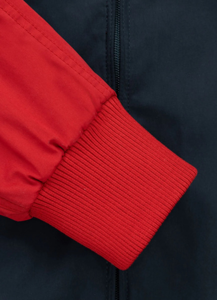 Kurtka przejściowa męska z kapturem PIT BULL "2 Color Longwood" - czerwony/off-white/granatowy